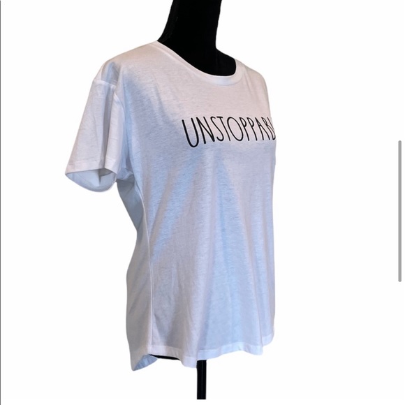 NWT Rae Dunn cotton blend white shortsleeved graphic T-shirt size medium - Picture 3 of 8